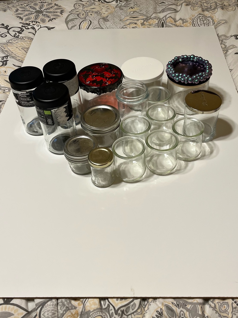 Various Sizes of Glass Jars (+ some lids) For Storage/Crafting